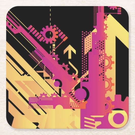 技術的なハーフトーンの背景7 スクエアペーパーコースター (正面)