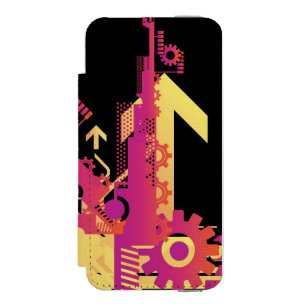 技術的なハーフトーンの背景7 iPhone SE/5/5sウォレットケース