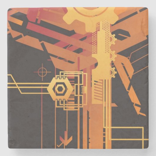 技術的なハーフトーンの背景 ストーンコースター (正面)