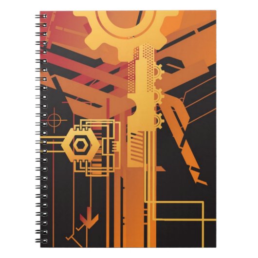 技術的なハーフトーンの背景 ノートブック (正面)