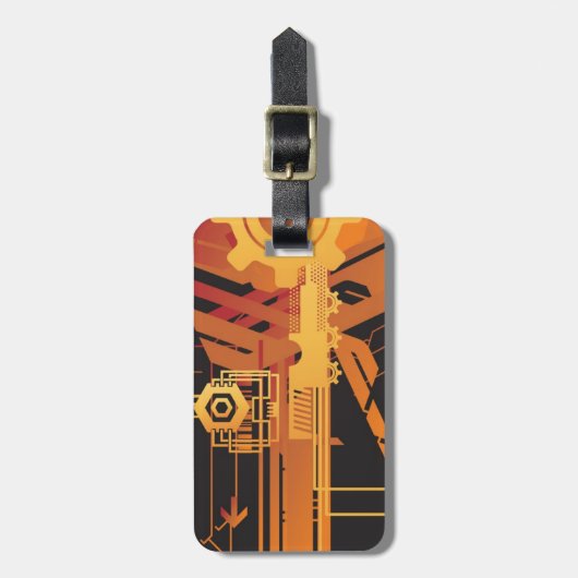 技術的なハーフトーンの背景 ラゲッジタグ (正面縦)