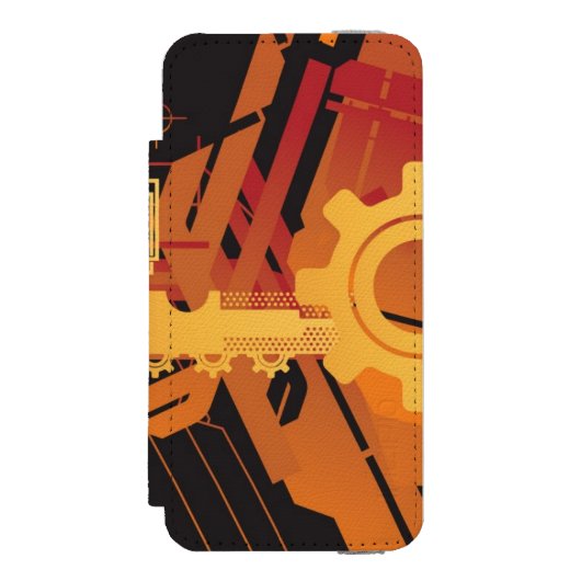 技術的なハーフトーンの背景 INCIPIO iPhoneウォレットケース (フォリオ 正面)