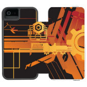 技術的なハーフトーンの背景 INCIPIO iPhoneウォレットケース (フォリオ Open)