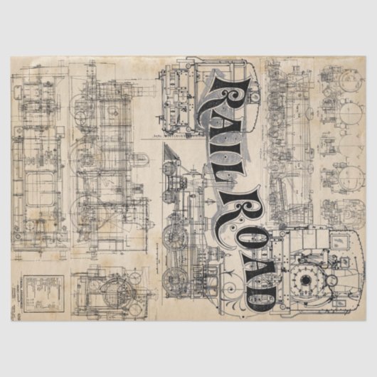 技術的な列車のスケッチのティッシュ 薄葉紙 (正面)