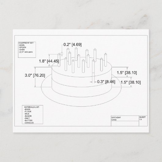 技術者お誕生日ケーキ計画 ポストカード (正面)