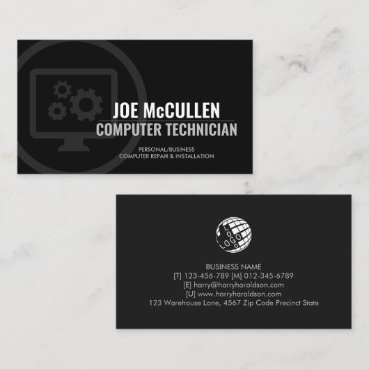 技術者によるコンピュータの修復 名刺 (正面/裏面)