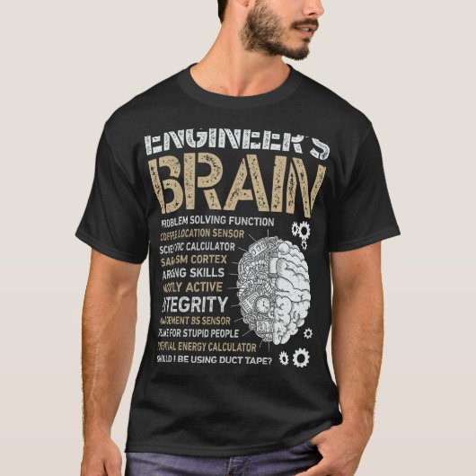 技術者の脳プロセスおもしろいエンジニア男性エンジン Tシャツ (正面)
