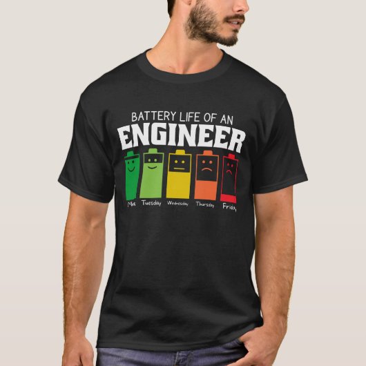 技術者の電池寿命 Tシャツ (正面)