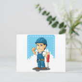 技術者または修理工の漫画 ポストカード (スタンド正面)