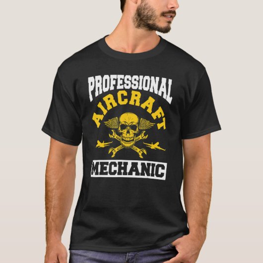 技術者スカル技師航空機整備士 Tシャツ (正面)