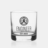 技術者設立、エンジニアリング卒業カスタム ウイスキーグラス (正面)