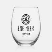 技術者設立、エンジニアリング卒業カスタム ステムなしワイングラス (正面)