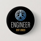 技術者設立、エンジニアリング卒業カスタム 缶バッジ (正面)