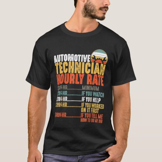 技術者車のの時給 Tシャツ (正面)