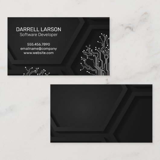 技術者 |ソフトウェア回路基板 |幾何学的 名刺 (正面/裏面)