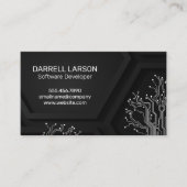 技術者 |ソフトウェア回路基板 |幾何学的 名刺 (正面)