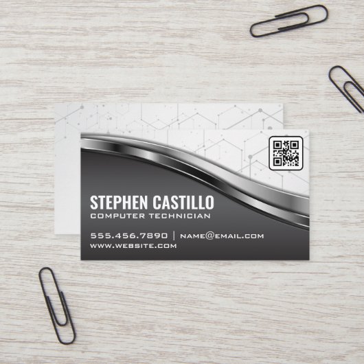 技術 | モダン | QRコード 名刺 (正面/裏面インサイチュ)