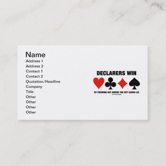 把握することによる宣言者の勝利鍵カード 名刺 (正面)