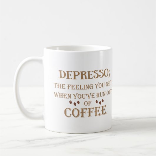 抑うつおもしろい飲みコーヒー引用文 コーヒーマグカップ (左)