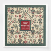 抑えお洒落られた色合いのヴィンテージのナツクラッカーナプキン (正面)