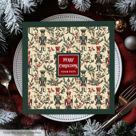 抑えお洒落られた色合いのヴィンテージのナツクラッカーナプキン