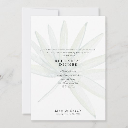 抑えられたトロピッ結婚カルなリハーサル 招待状 (正面)