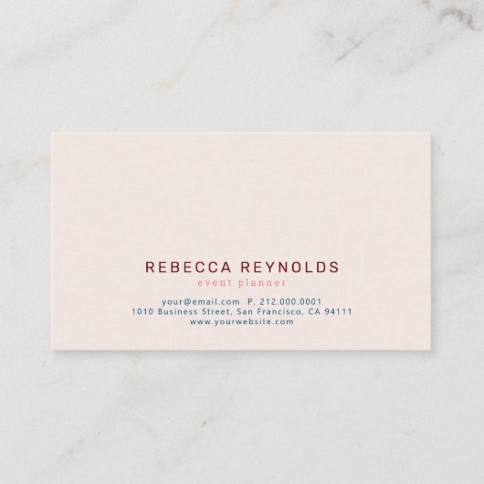 抑えられたピンクの熱帯離れ国モダン 名刺 (裏面)