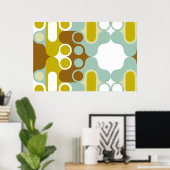 抑えられた抽象芸術レトロアート幾何学インドパターン ポスター (ホームオフィス)