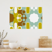 抑えられた抽象芸術レトロアート幾何学インドパターン ポスター (キッチン)