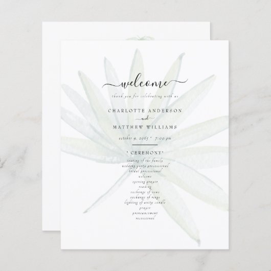 抑えられた熱帯植物の結婚式 プログラム (正面/裏面)