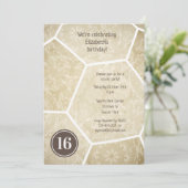 抑えられた金ゴールドガーリーサッカーの誕生日パーティー 招待状 (スタンド正面)