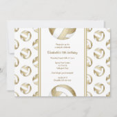 抑えられた金ゴールドバレーボールパターン女の子の誕生日 招待状 (正面)