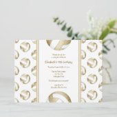 抑えられた金ゴールドバレーボールパターン女の子の誕生日 招待状 (スタンド正面)