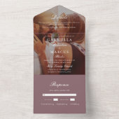 抑モダン制したプラム結婚写真 オールインワン招待状 (内側)