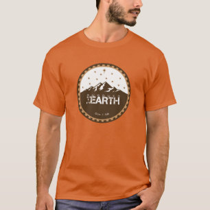抑制された地球の円形のロゴ[オレンジ] Tシャツ
