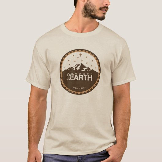 抑制された地球の円形のロゴ[砂] Tシャツ (正面)