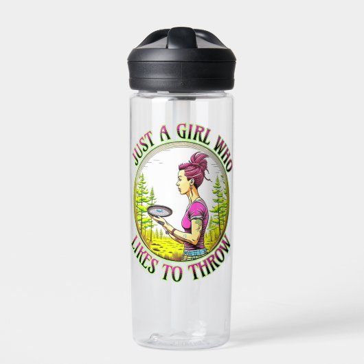 投げるのが好きな少女 |ディスクゴルフ ウォーターボトル (正面)