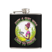 投げるのが好きな少女 |ディスクゴルフ フラスク (正面)