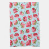 投げクリムゾンレッドウォーター色花模様水玉模様 キッチンタオル (縦)