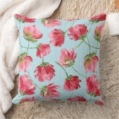 投げクリムゾンレッドウォーター色花模様水玉模様 クッション (ブランケット)