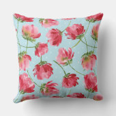 投げクリムゾンレッドウォーター色花模様水玉模様 クッション (裏面)