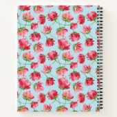 投げクリムゾンレッドウォーター色花模様水玉模様 ノートブック (裏面)