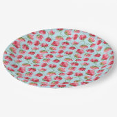 投げクリムゾンレッドウォーター色花模様水玉模様 ペーパープレート (アングル)