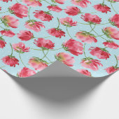 投げクリムゾンレッドウォーター色花模様水玉模様 ラッピングペーパー (角)