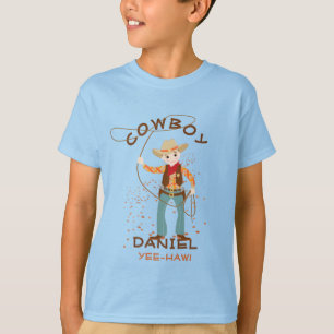 投げクール縄子供の誕生日パーティー付きカウボーイ Tシャツ