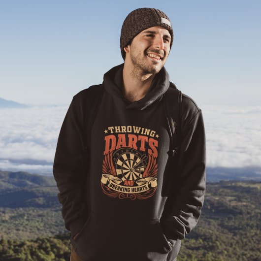 投げダーツ破りハート- おもしろい Dart Player パーカ