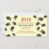 投げ卒業式キャップ発表 – 赤 案内状 (正面)