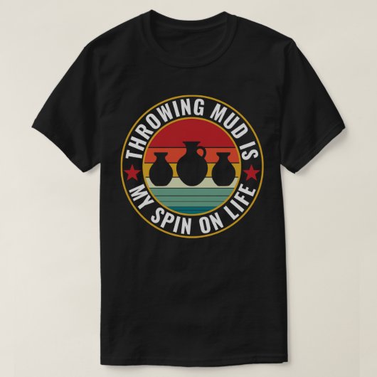 投げ泥おもしろいレトロ陶磁器 Tシャツ (デザイン正面)