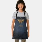 投げ疑問に思縄の上の女性の金ゴールド記号 エプロン (インサイチュ)