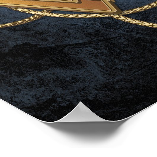 投げ疑問に思縄の上の女性の金ゴールド記号 ポスター (角)